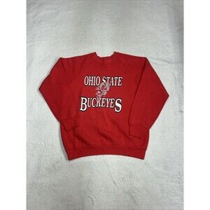 Vintage 80s Ohio State Buckeyes Red Crewneck Sweatshirt Size Large